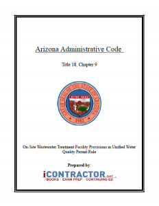 On-site Wastewater Treatment Facility Provisions in Unified Water Quality Permit Rule, AZ Admin Code, Title 18, Chapter 9